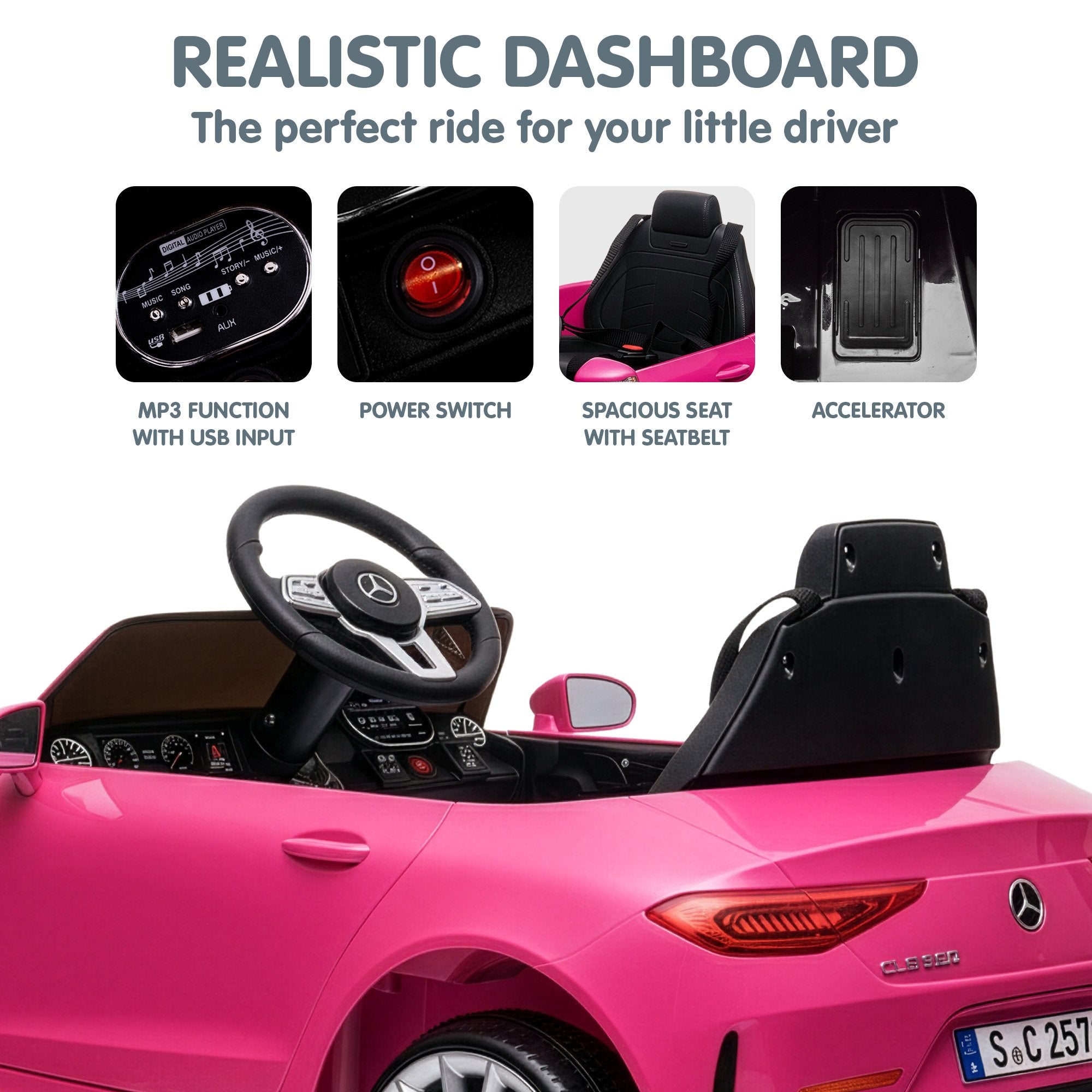 Ride On Cars: Kahuna Mercedes Benz CLS 350 Kids Electric Ride On Car with Remote Control - Pink