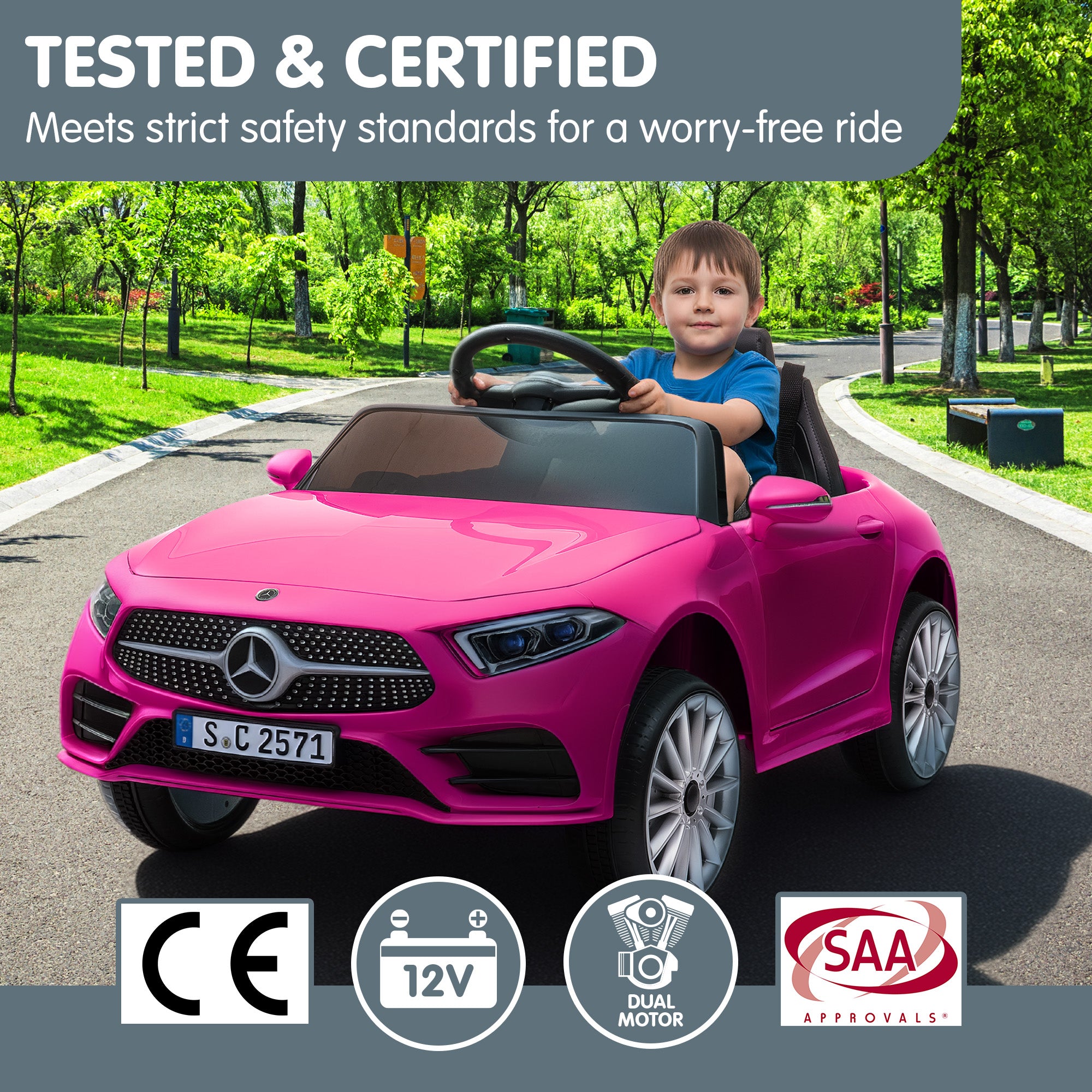 Ride On Cars: Kahuna Mercedes Benz CLS 350 Kids Electric Ride On Car with Remote Control - Pink