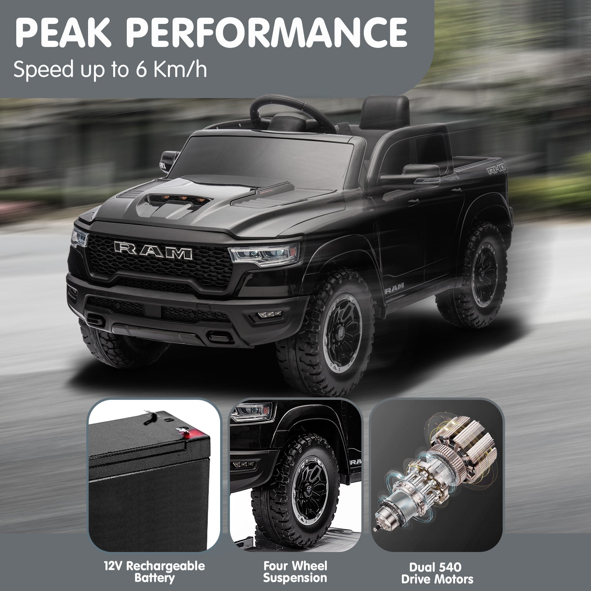 Ride On Cars: Kahuna Ram 1500 RHO Kids Electric Ride On Car with Remote Control