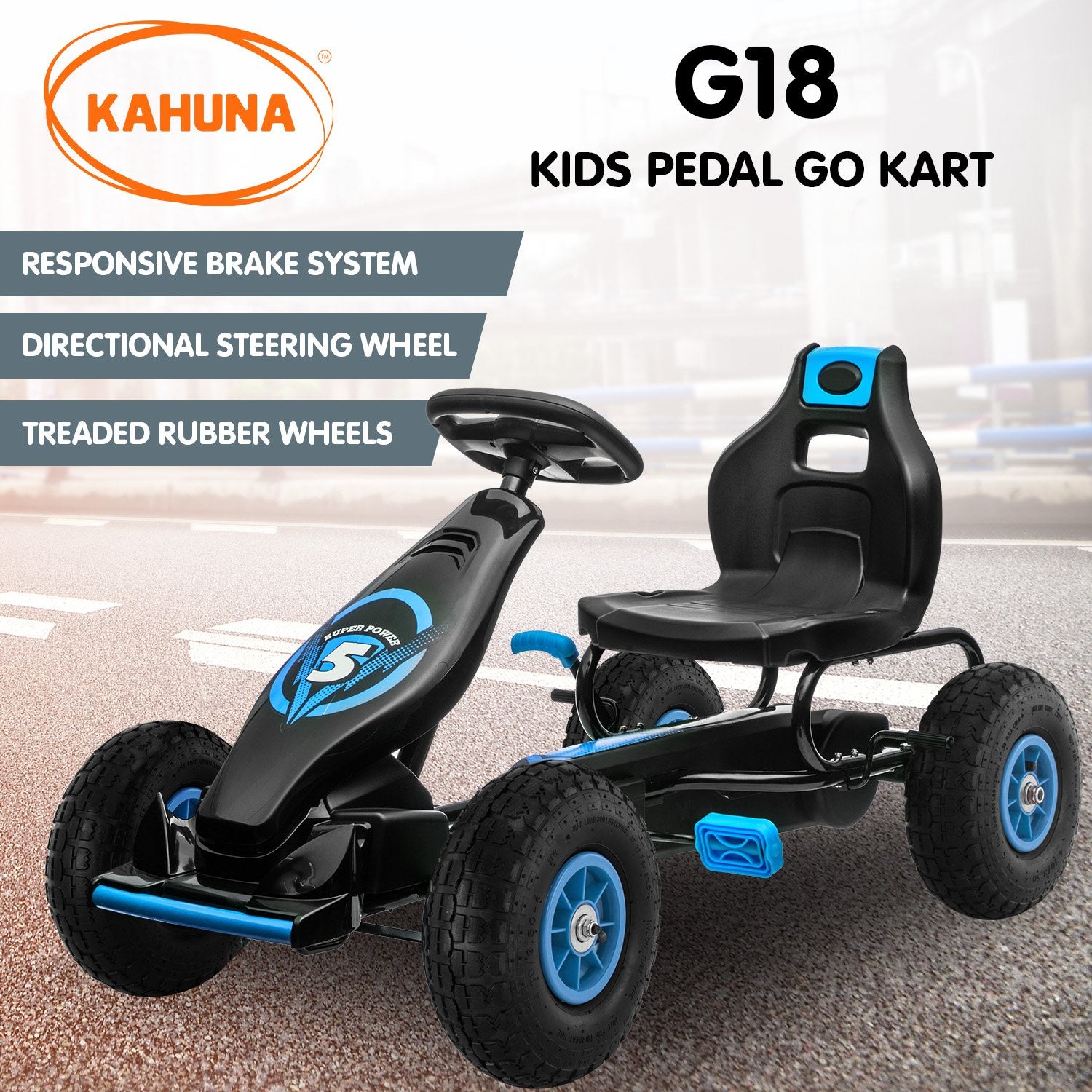 Go-karts: Kahuna G18 Kids Ride On Pedal Go Kart - Blue
