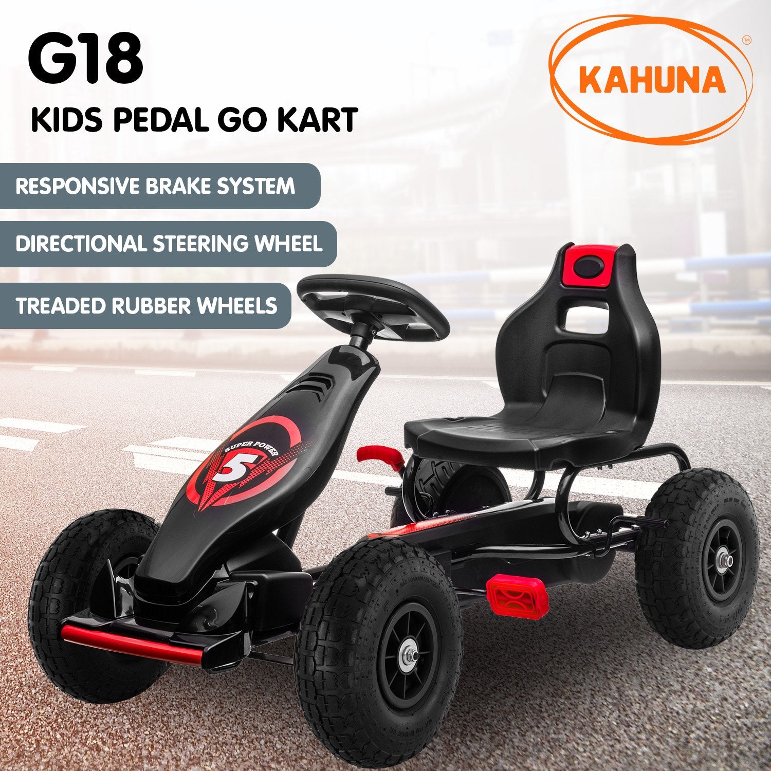 Go-karts: Kahuna G18 Kids Ride On Pedal Powered Go Kart Racing Style - Red