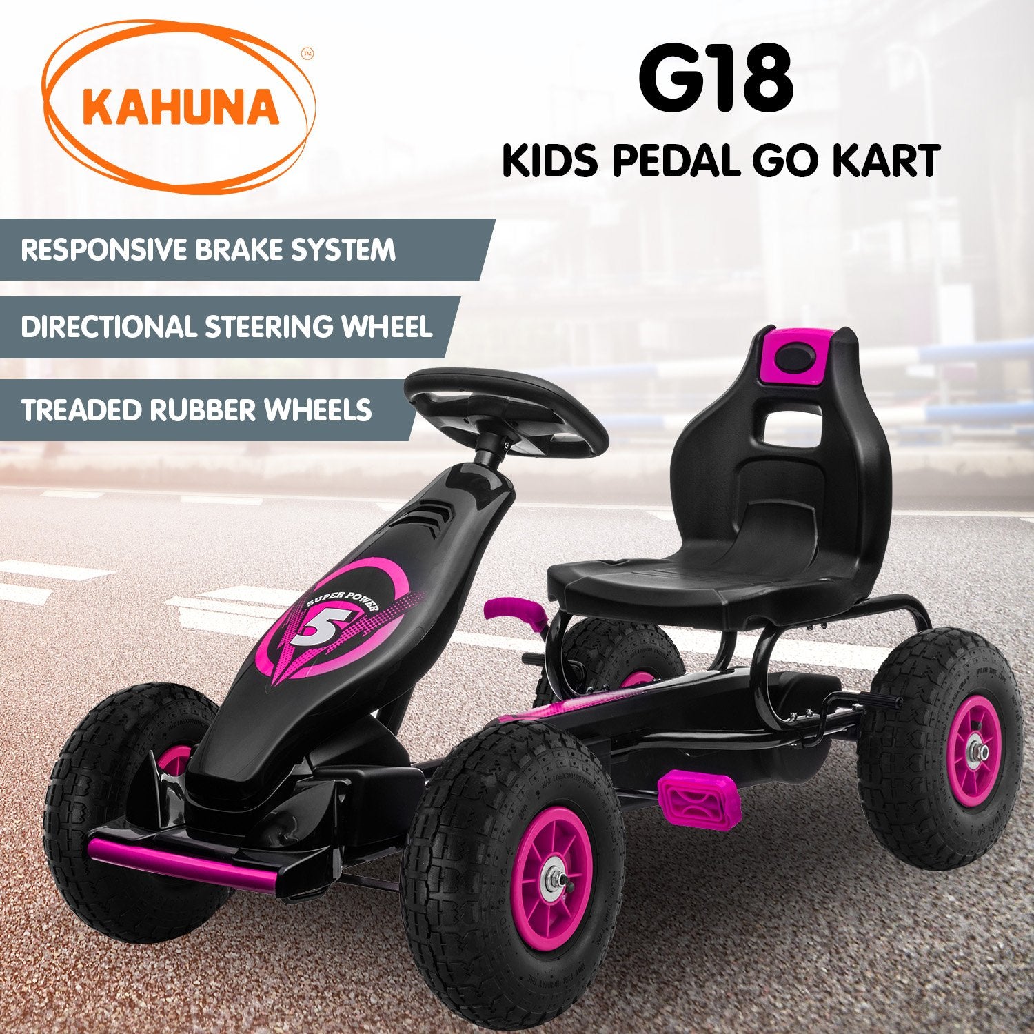 Go-karts: Kahuna G18 Kids Ride On Pedal Go Kart - Rose Pink