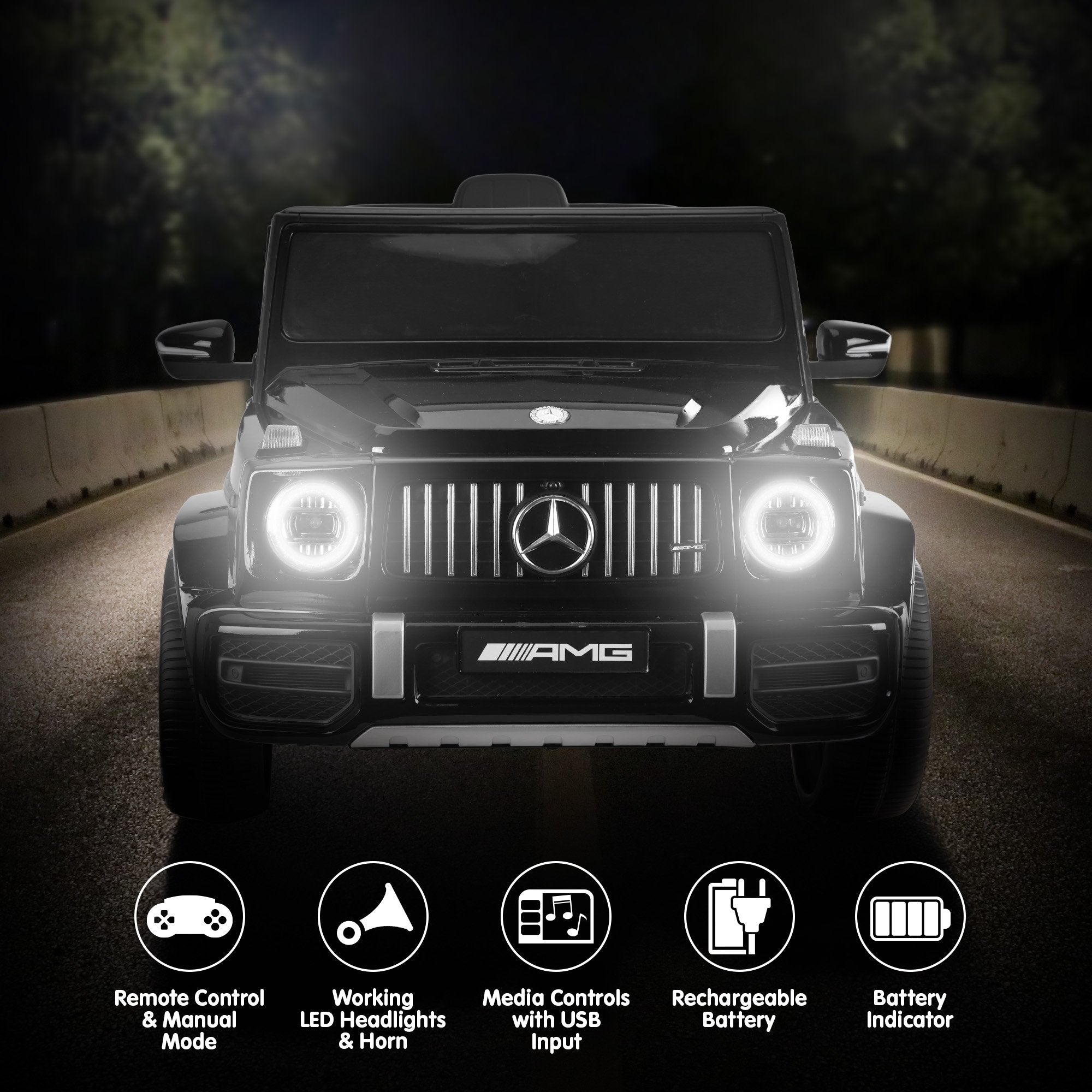 Ride On Cars: Kahuna Mercedes Benz AMG Licensed G63 Kids Electric Ride On Car Remote Control Dual 25W Motors Music Player LED Lights