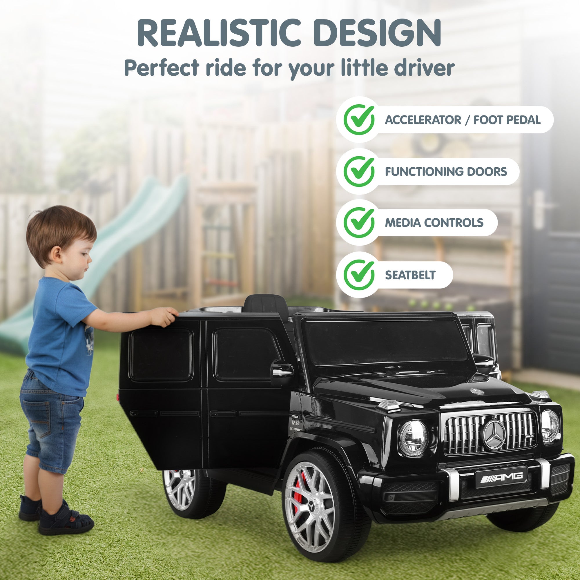 Ride On Cars: Kahuna Mercedes Benz AMG Licensed G63 Kids Electric Ride On Car Remote Control Dual 25W Motors Music Player LED Lights