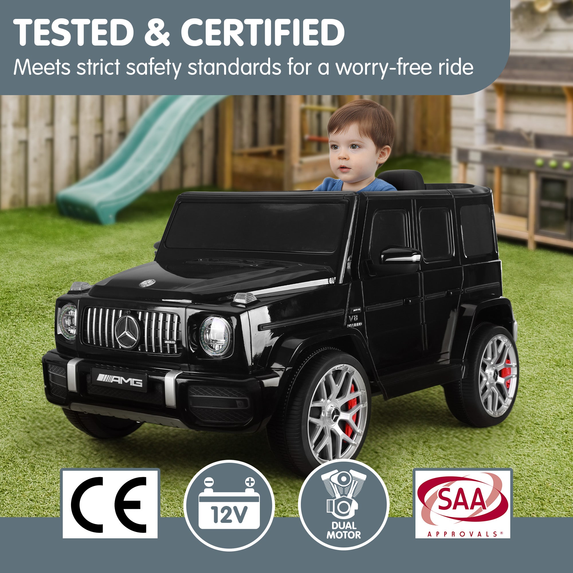Ride On Cars: Kahuna Mercedes Benz AMG Licensed G63 Kids Electric Ride On Car Remote Control Dual 25W Motors Music Player LED Lights