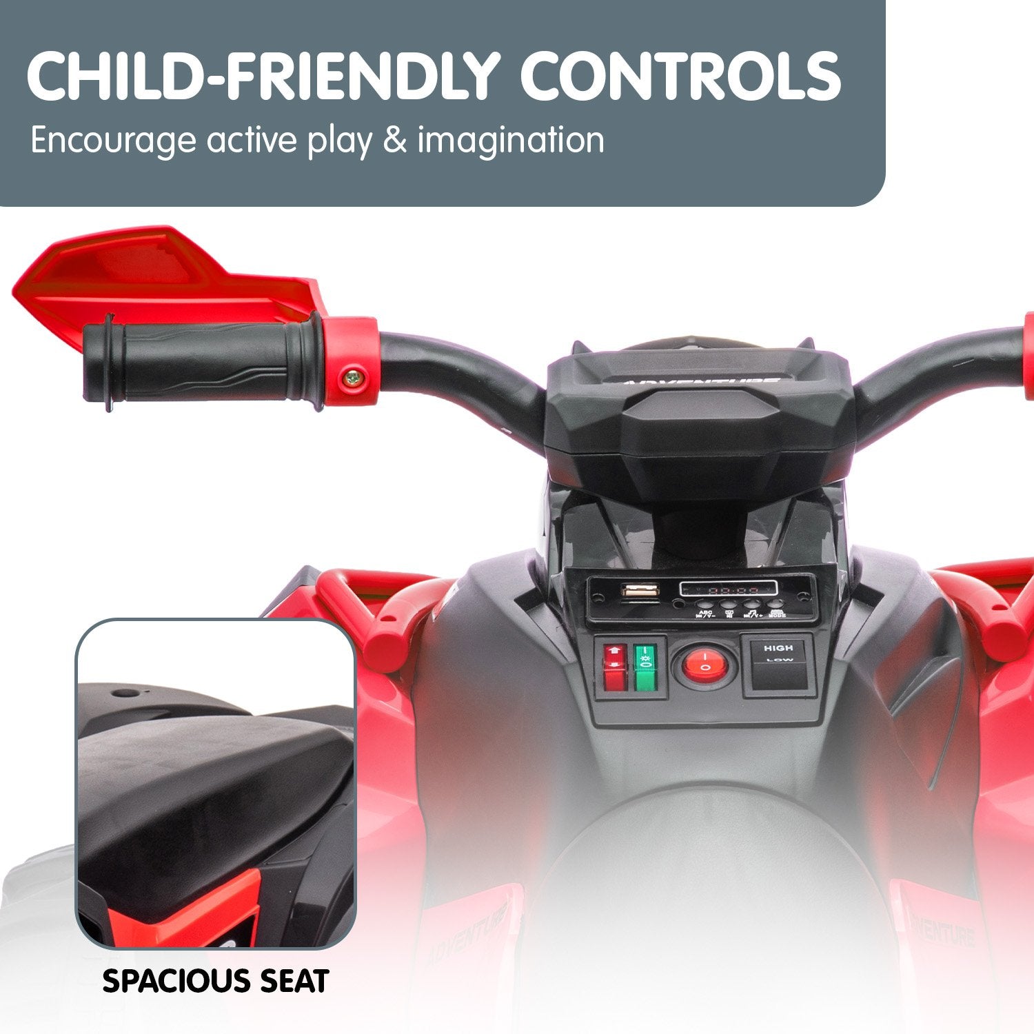 Ride On Cars: Kahuna GTS99 Kids Electric Ride On Quad Bike Toy ATV 50W - Red
