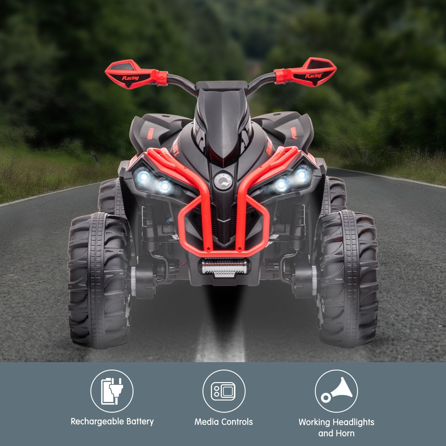 Ride On Cars: Kahuna GTS99 Kids Electric Ride On Quad Bike Toy ATV 50W - Red