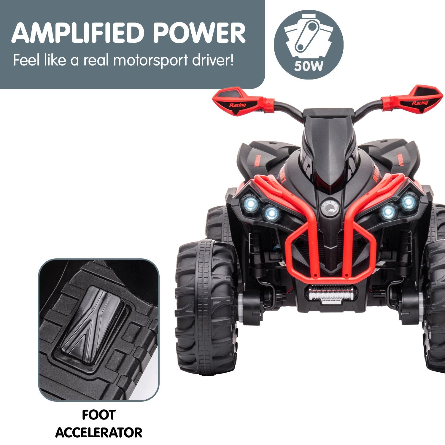 Ride On Cars: Kahuna GTS99 Kids Electric Ride On Quad Bike Toy ATV 50W - Red