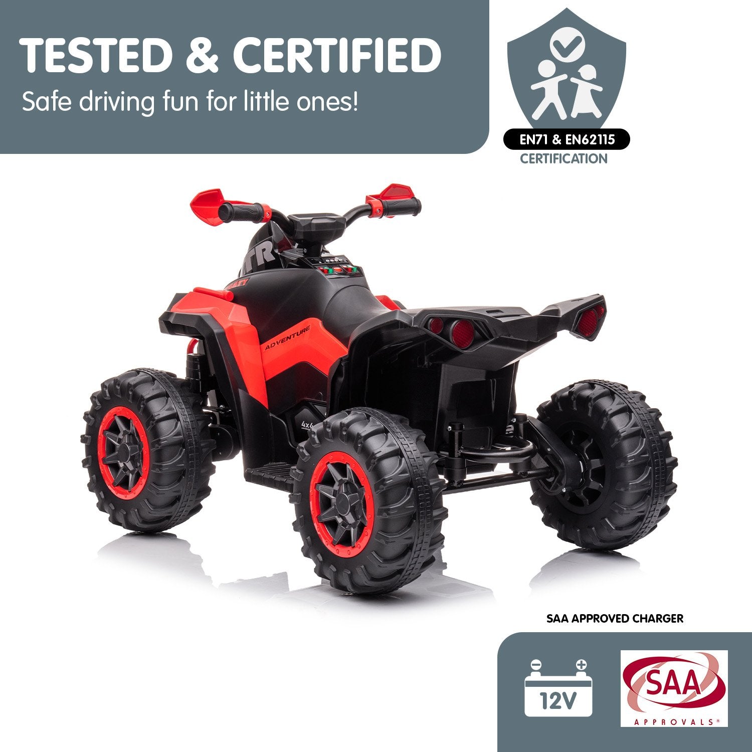 Ride On Cars: Kahuna GTS99 Kids Electric Ride On Quad Bike Toy ATV 50W - Red