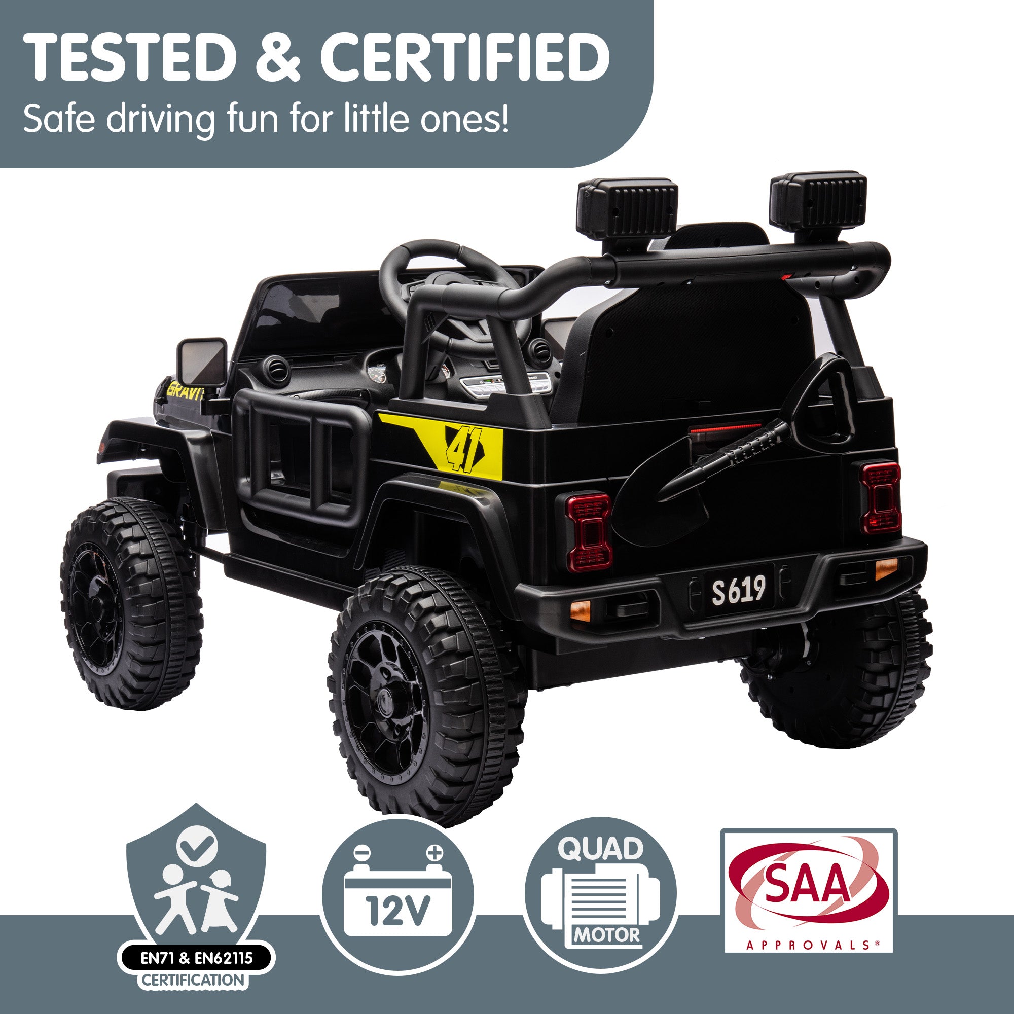 Ride On Cars: Kahuna S619 Gravity Kids Electric Ride On Car - Black