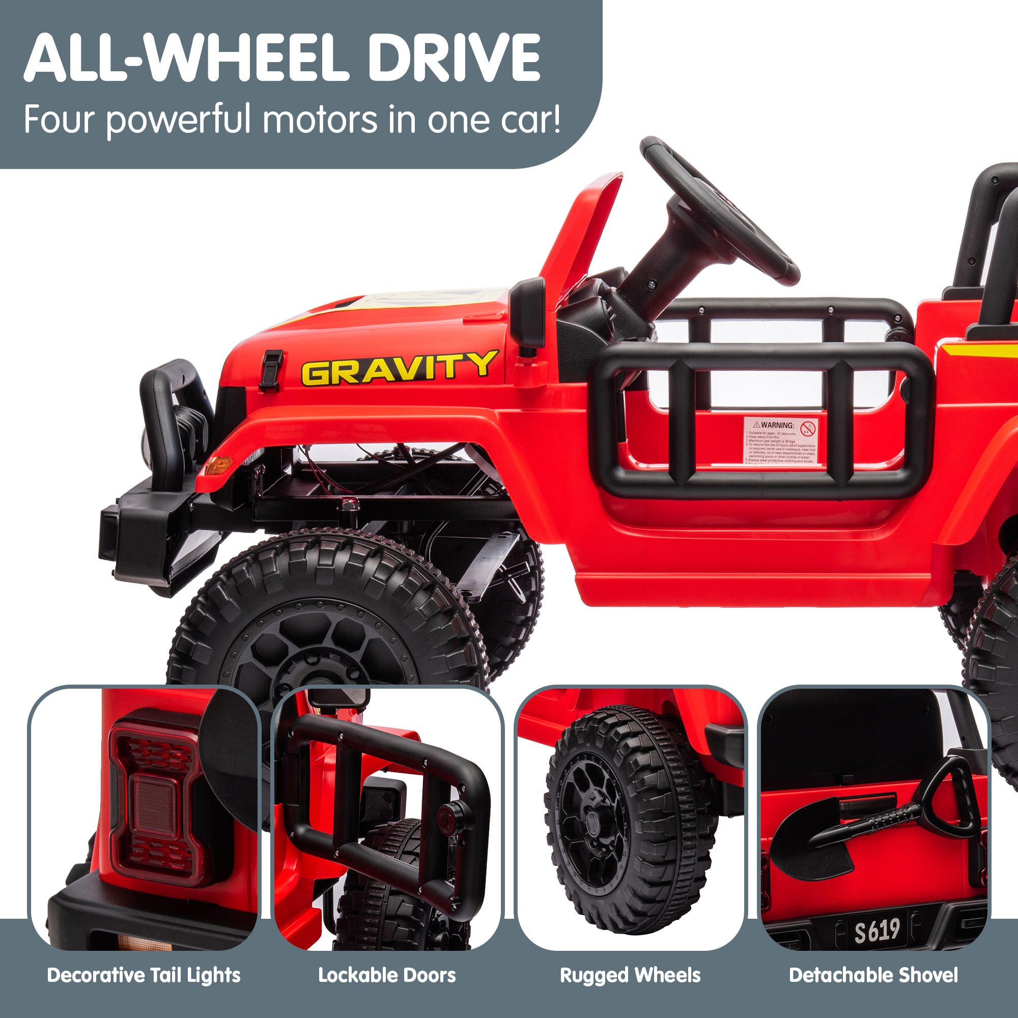 Ride On Cars: Kahuna S619 Gravity Kids Electric Ride On Car - Red