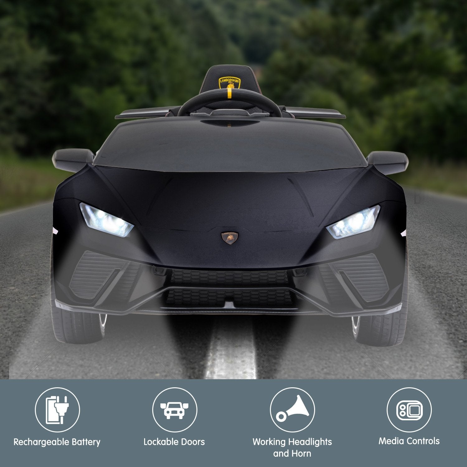 Ride On Cars: Kahuna Lamborghini Performante Kids Electric Ride On Car Remote Control - Black