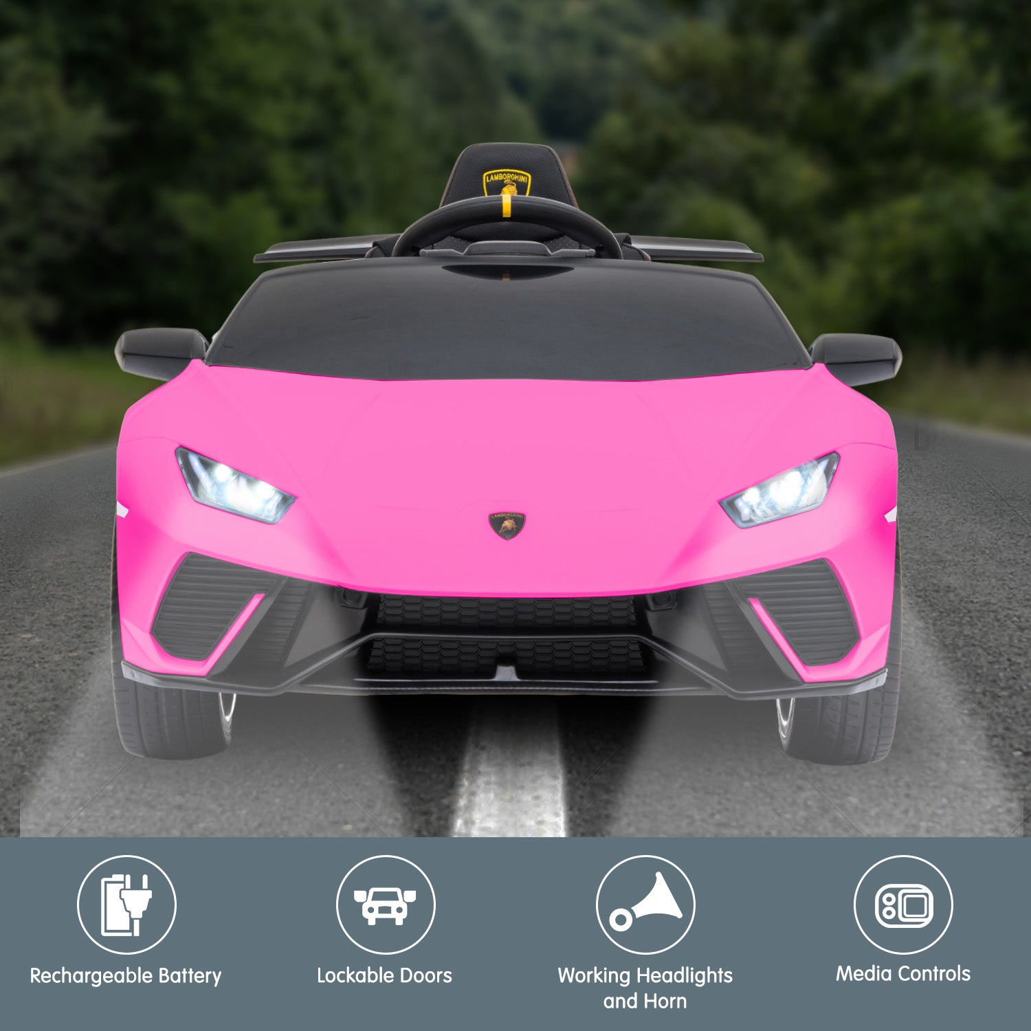 Ride On Cars: Kahuna Lamborghini Performante Kids Electric Ride On Car Remote Control by Kahuna - Pink