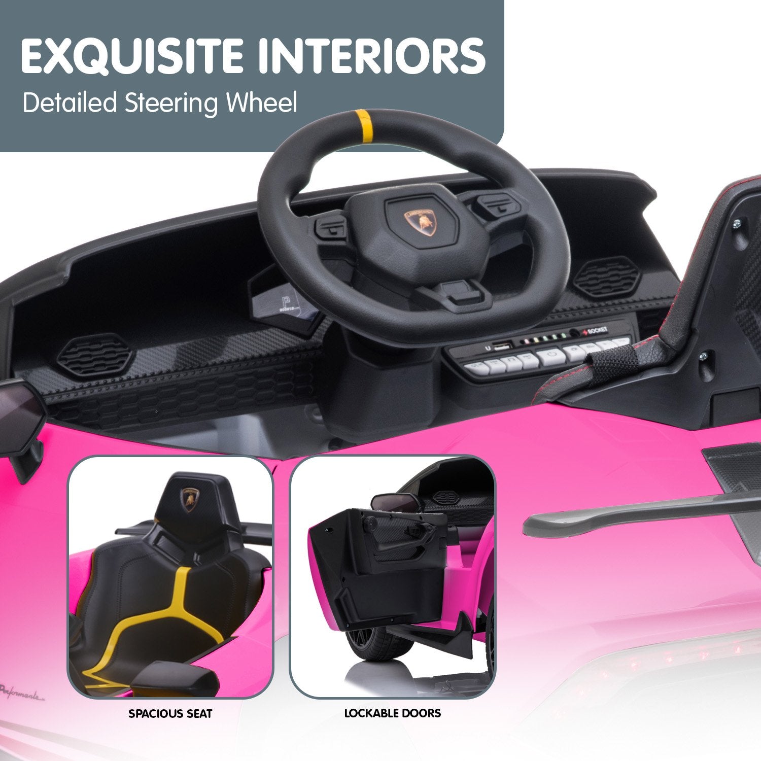 Ride On Cars: Kahuna Lamborghini Performante Kids Electric Ride On Car Remote Control by Kahuna - Pink