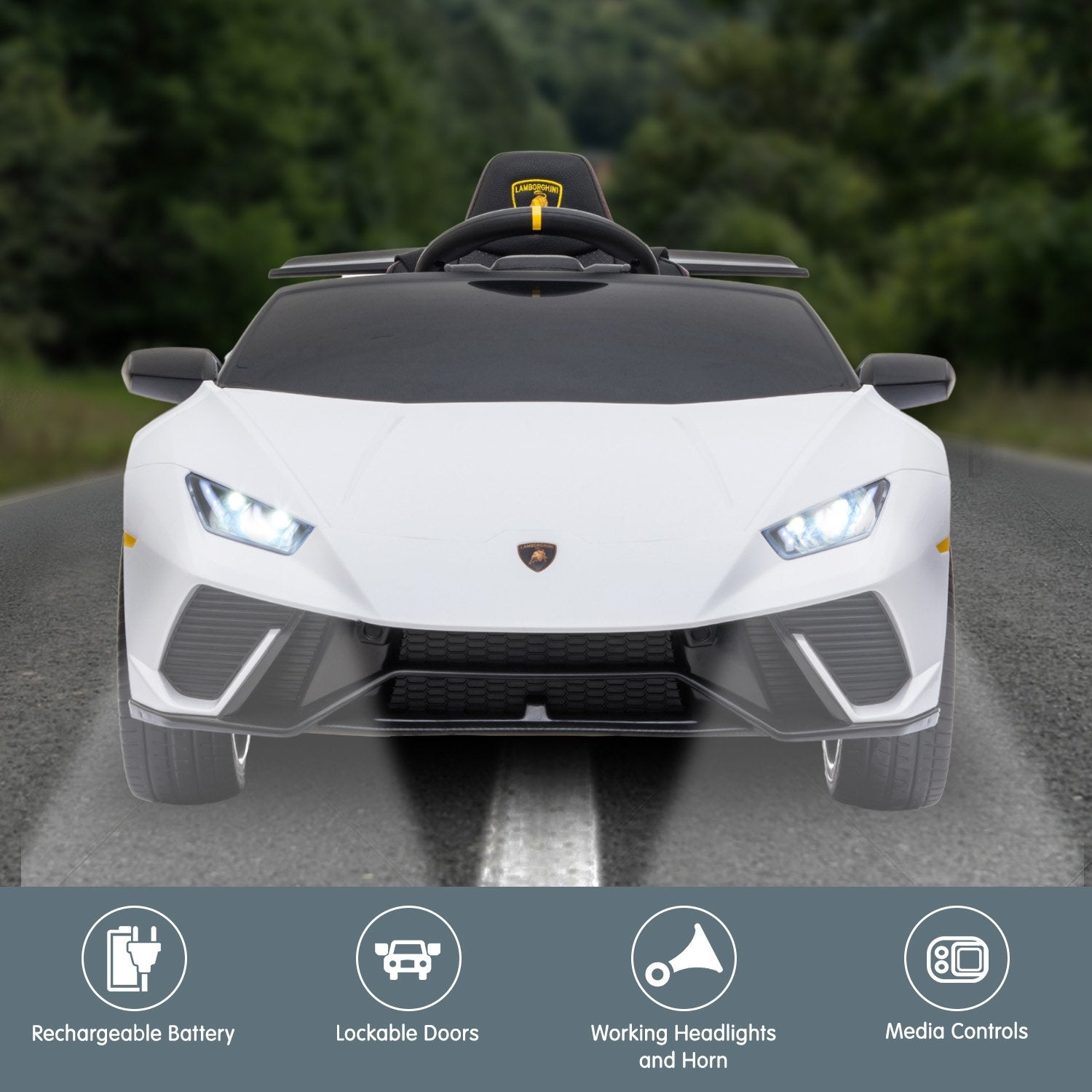 Ride On Cars: Kahuna Lamborghini Performante Kids Electric Ride On Car Remote Control by Kahuna - White