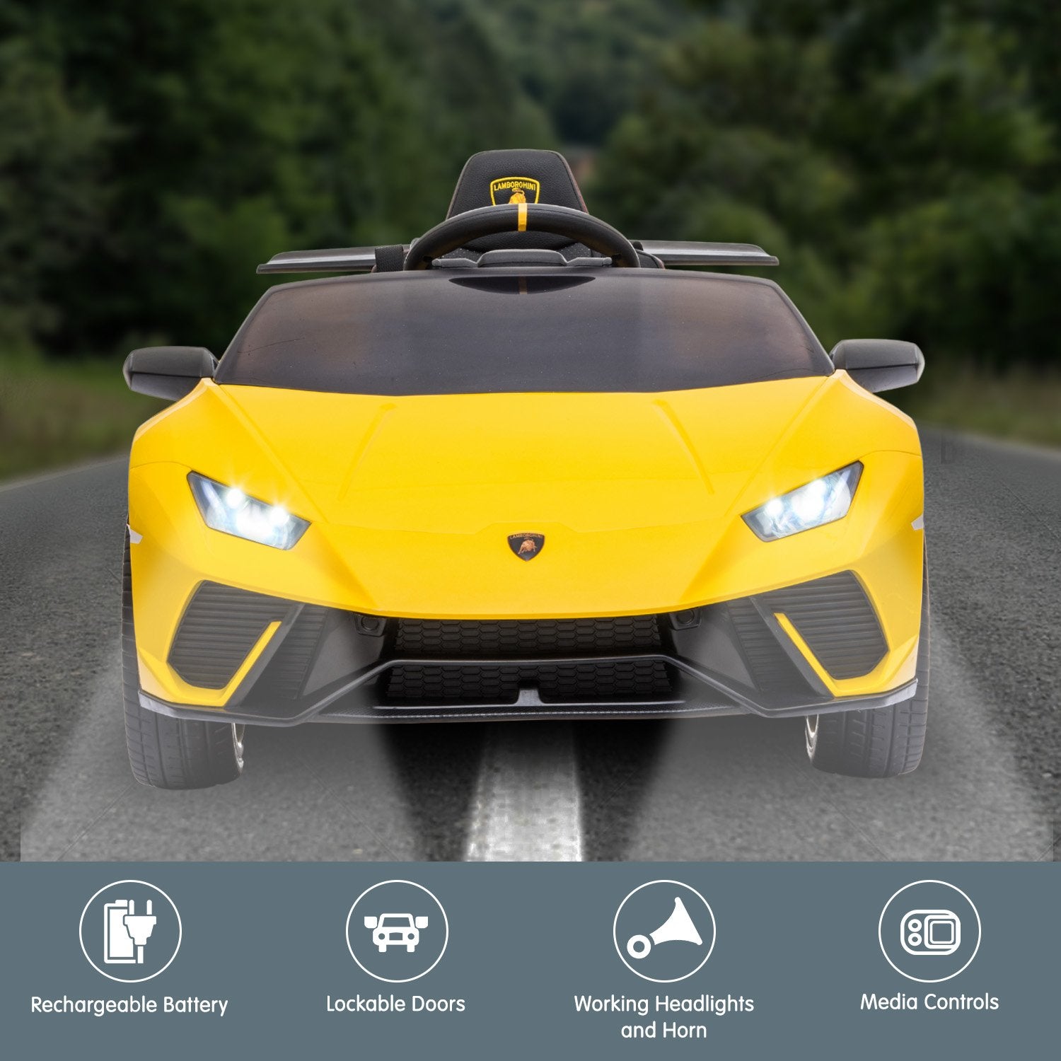 Ride On Cars: Kahuna Lamborghini Performante Kids Electric Ride On Car Remote Control - Yellow