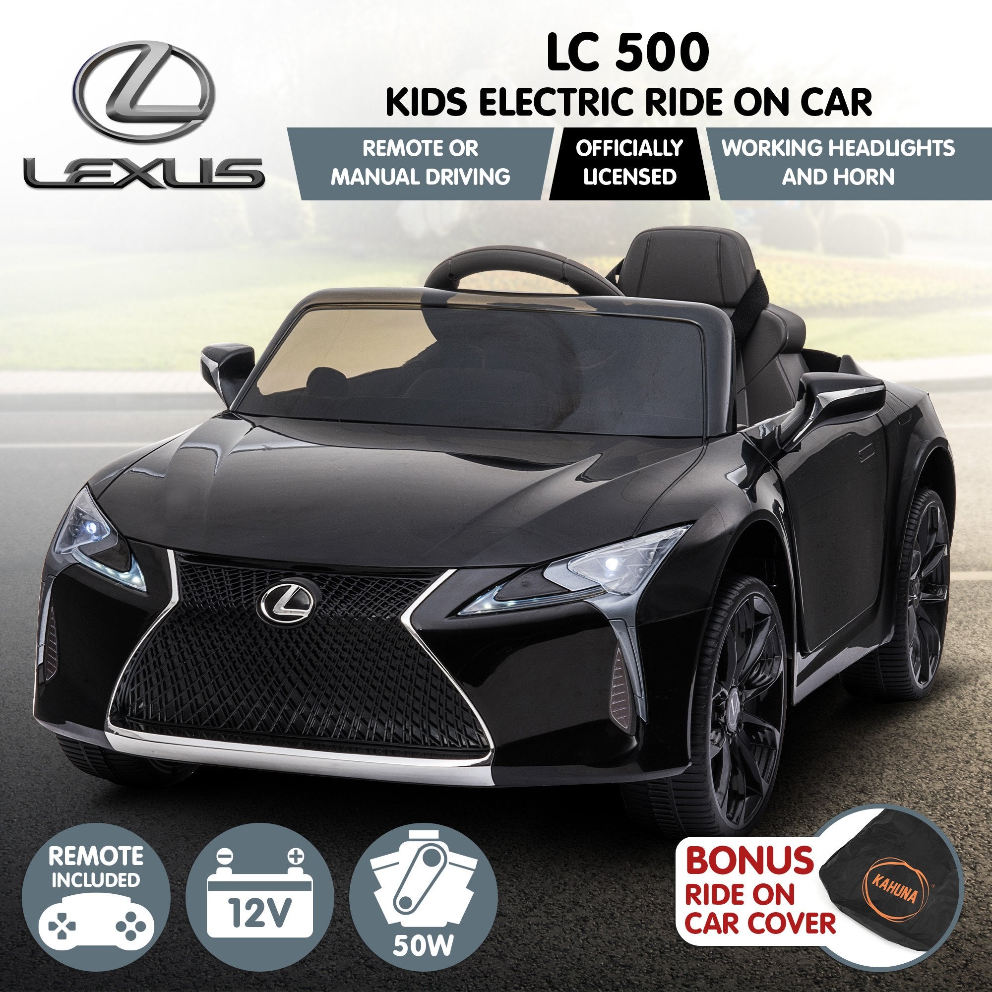 Ride On Cars: Kahuna Licensed Lexus LC 500 Kids Electric Ride On Car - Black