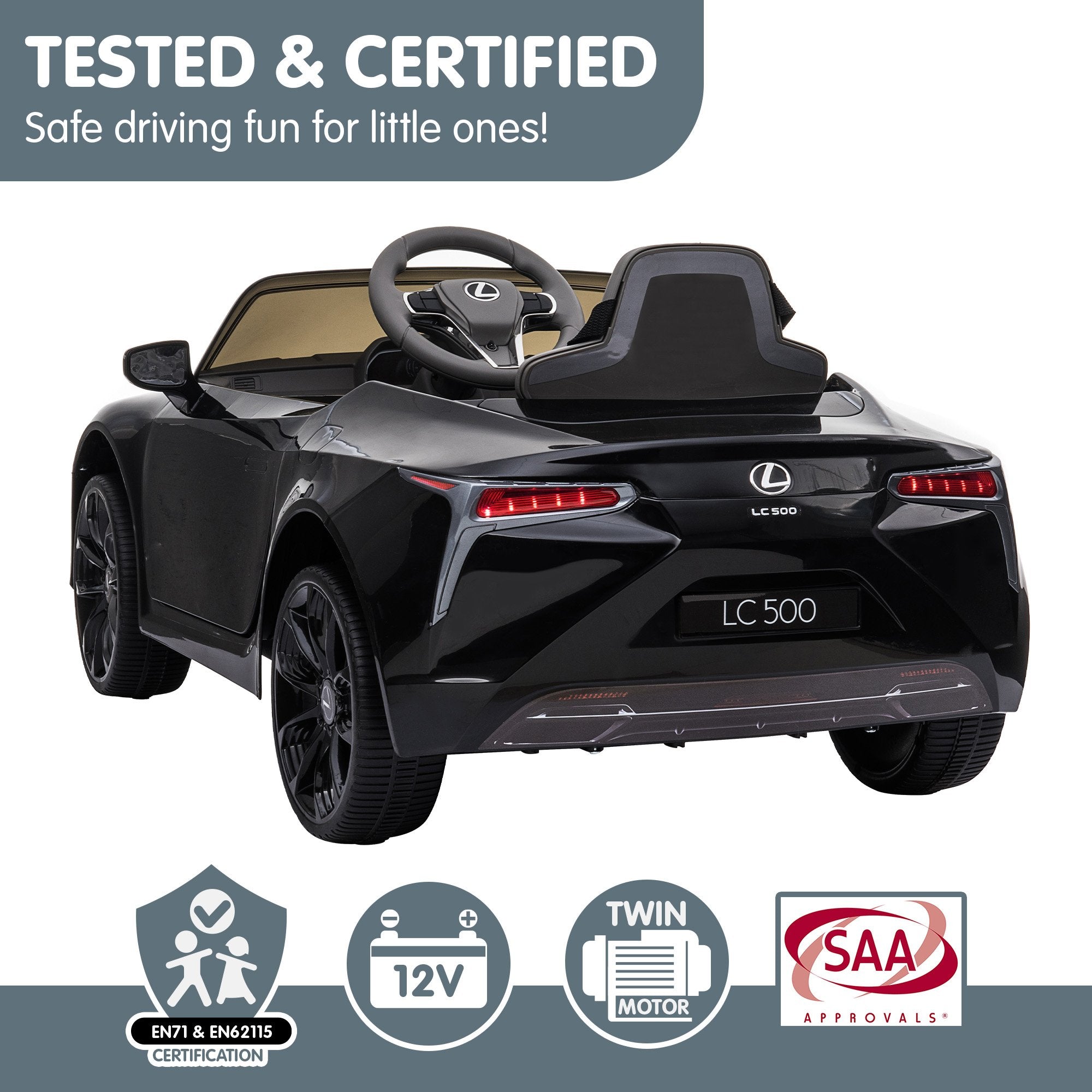 Ride On Cars: Kahuna Licensed Lexus LC 500 Kids Electric Ride On Car - Black