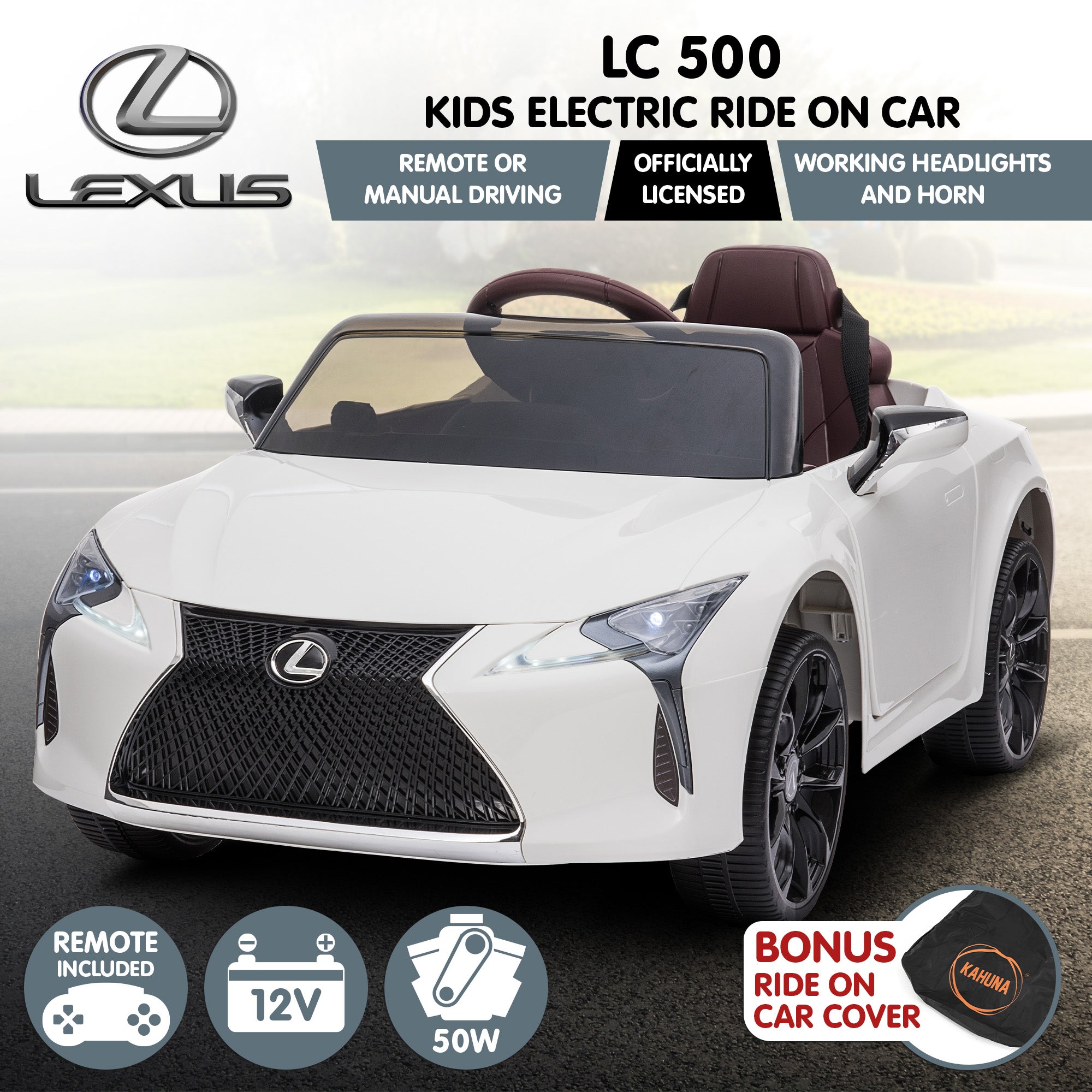 Ride On Cars: Kahuna Licensed Lexus Lc 500 Kids Electric Ride On Car - White