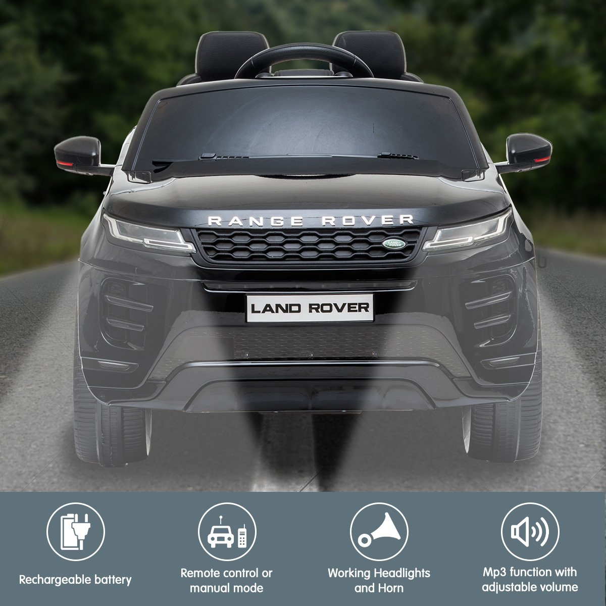 Ride On Cars: Kahuna Land Rover Licensed Kids Electric Ride On Car Remote Control - Black