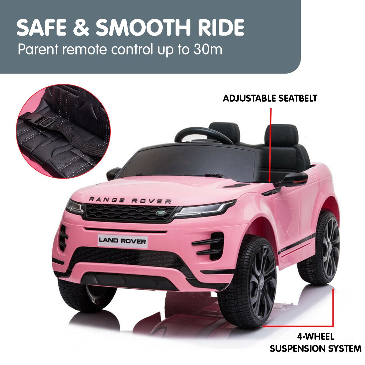 Ride On Cars: Kahuna Land Rover Licensed Kids Electric Ride On Car Remote Control - Pink