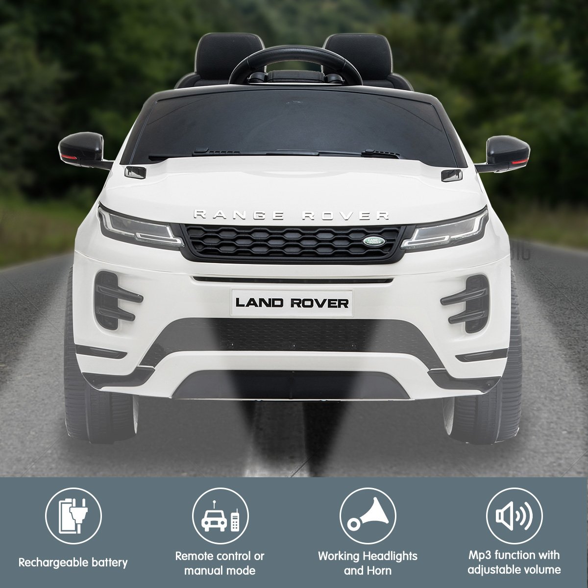 Ride On Cars: Kahuna Land Rover Licensed Kids Electric Ride On Car Remote Control - White