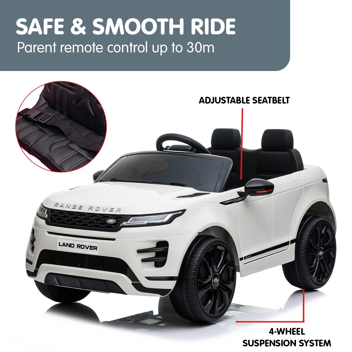 Ride On Cars: Kahuna Land Rover Licensed Kids Electric Ride On Car Remote Control - White