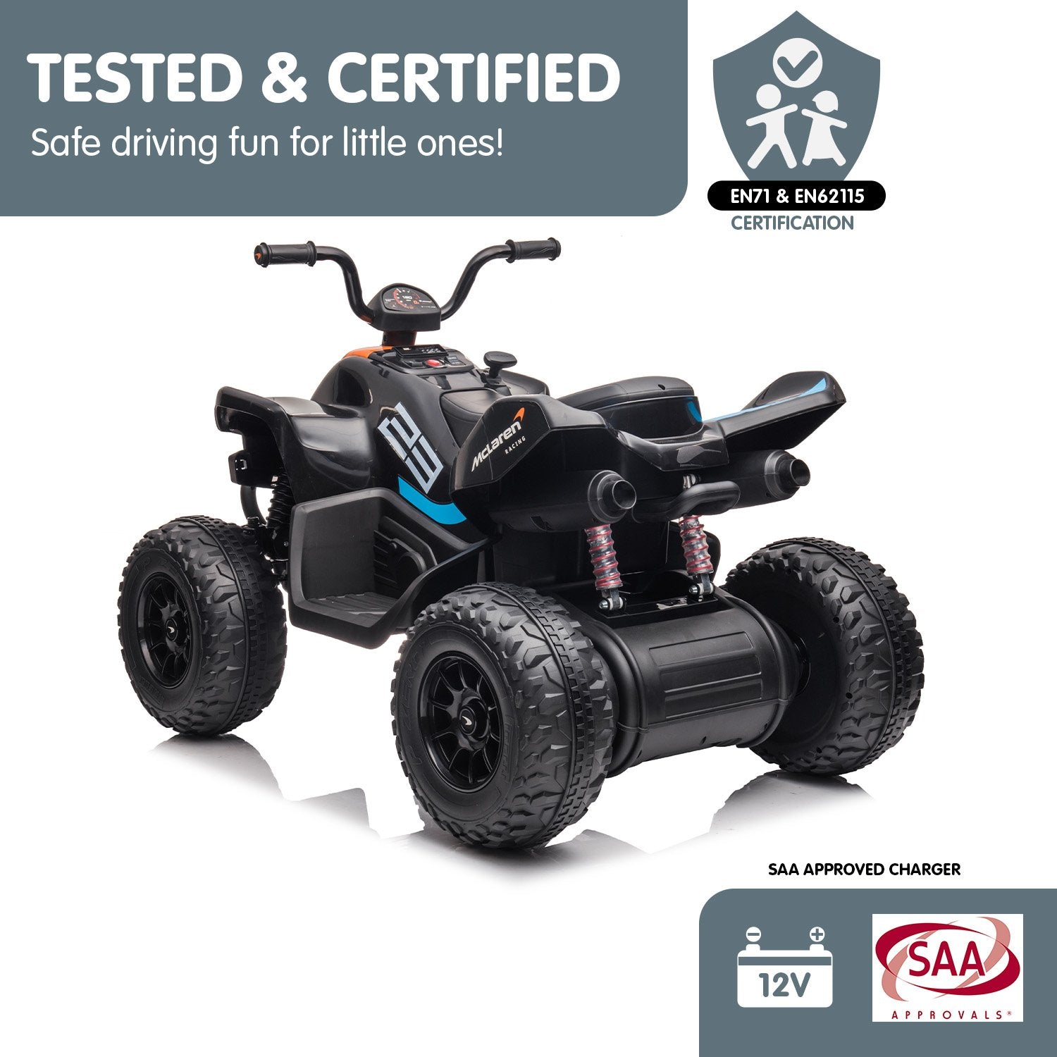 Ride On Cars: Kahuna MCL35 McLaren Toy Ride On Electric Quad Bike - Black