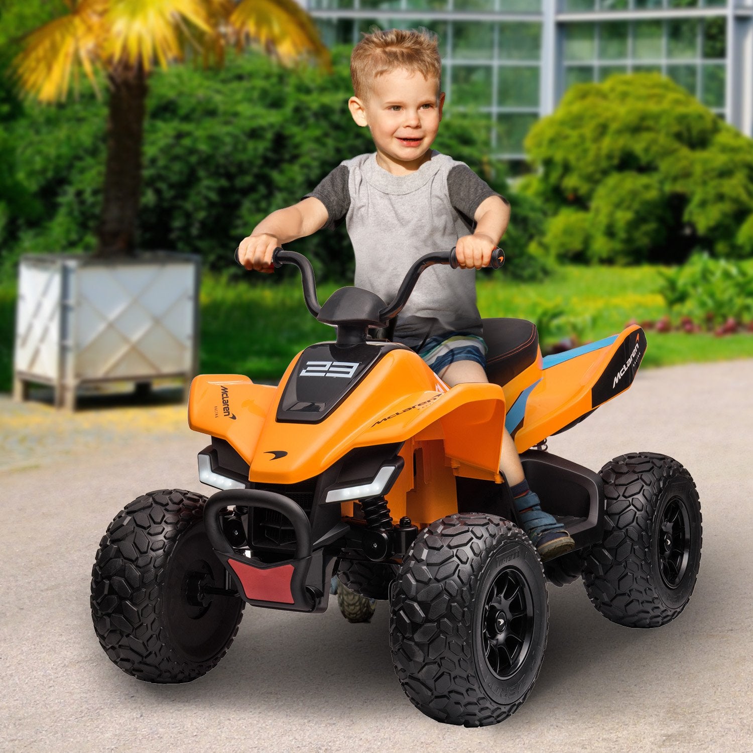 Ride On Cars: Kahuna Licensed MCL35 McLaren Kids Toy Ride On Electric Quad Bike - Orange