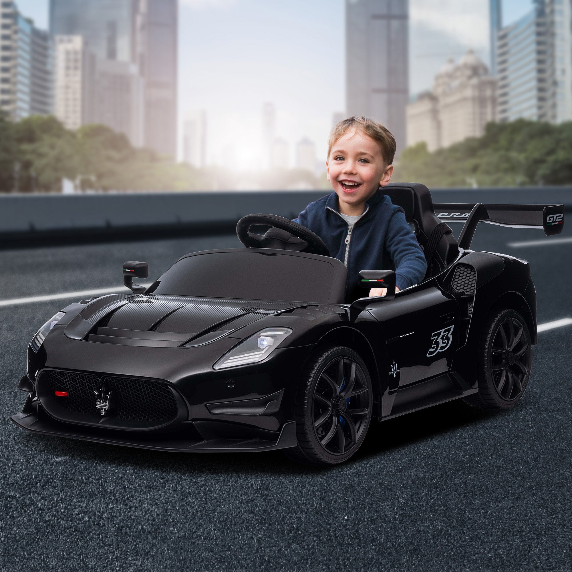 Ride On Cars: Kahuna Maserati MC20 GT2 Licensed Electric Kids Ride On Race Car Black