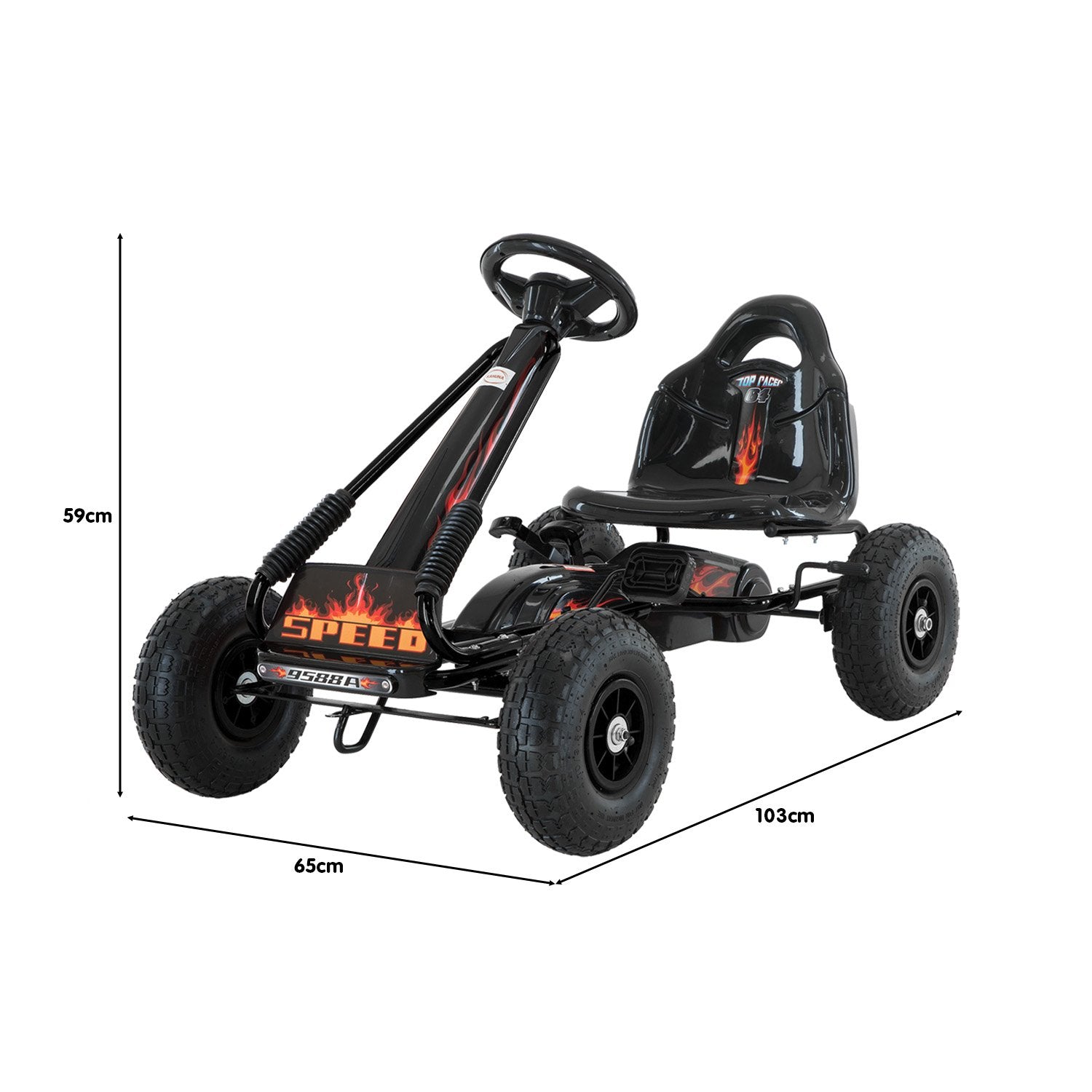 Go-karts: Kahuna G95 Kids Ride On Pedal-Powered Go Kart - Black