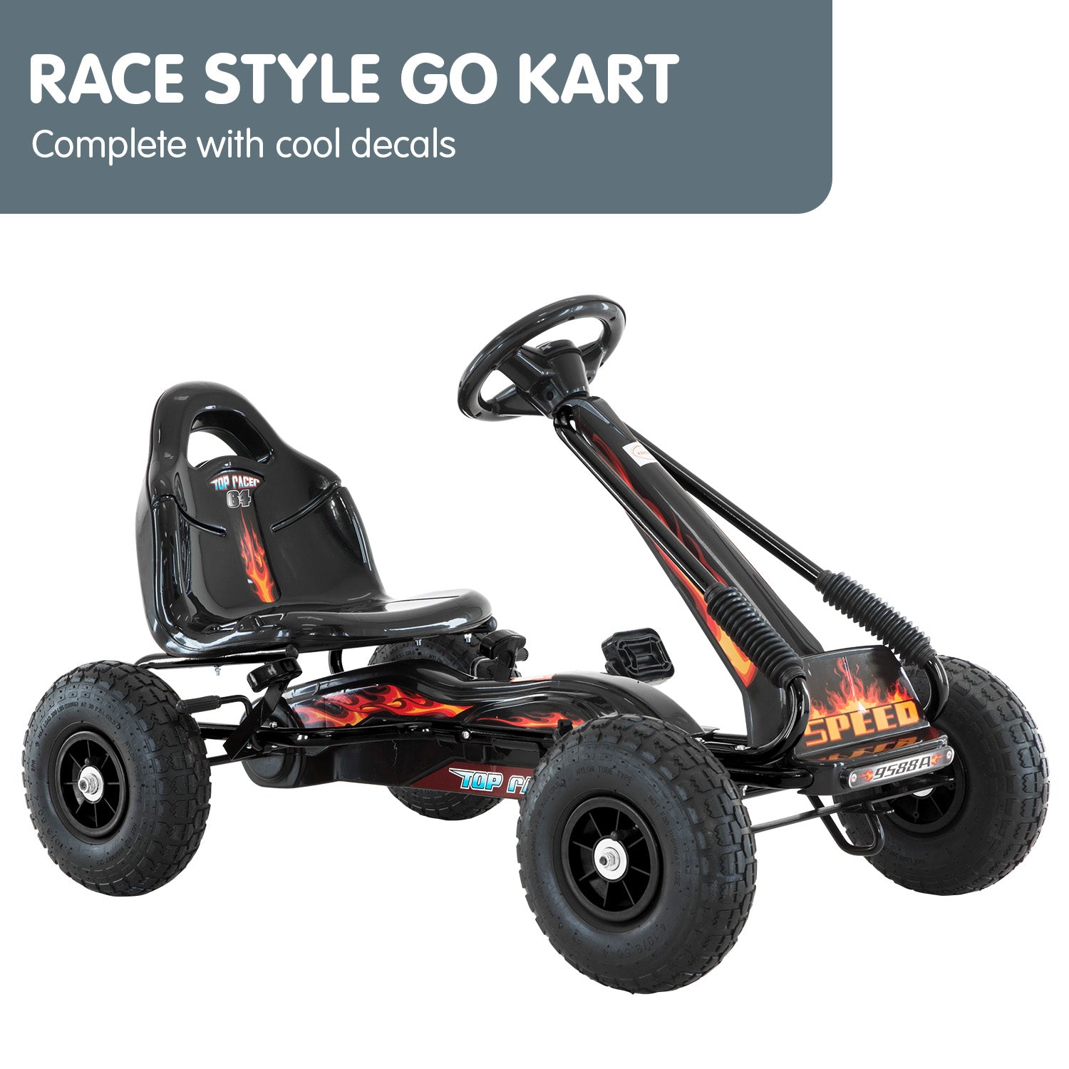 Go-karts: Kahuna G95 Kids Ride On Pedal-Powered Go Kart - Black