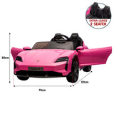 Ride On Cars: Kahuna Porsche Taycan Turbo S Kids Electric Ride On Car w/Remote Control 90W Four Wheel Suspension 2 Seater w/Seat Belt