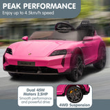 Ride On Cars: Kahuna Porsche Taycan Turbo S Kids Electric Ride On Car w/Remote Control 90W Four Wheel Suspension 2 Seater w/Seat Belt