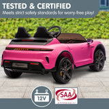 Ride On Cars: Kahuna Porsche Taycan Turbo S Kids Electric Ride On Car w/Remote Control 90W Four Wheel Suspension 2 Seater w/Seat Belt