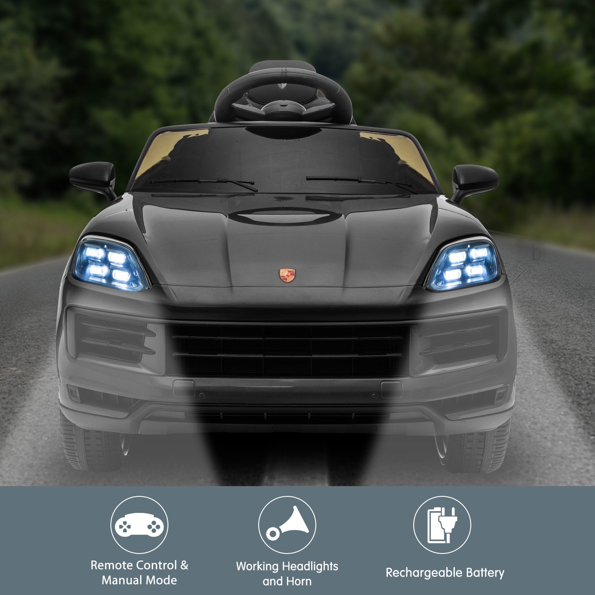 Ride On Cars: Kahuna Porsche Cayenne E Hybrid Coupe Licensed Kids Electric Ride On Car w/Remote Control 50W Dual Motors Speed Settings