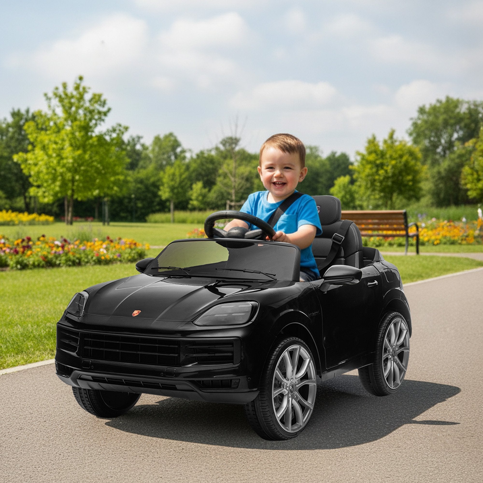 Ride On Cars: Kahuna Porsche Cayenne E Hybrid Coupe Licensed Kids Electric Ride On Car w/Remote Control 50W Dual Motors Speed Settings