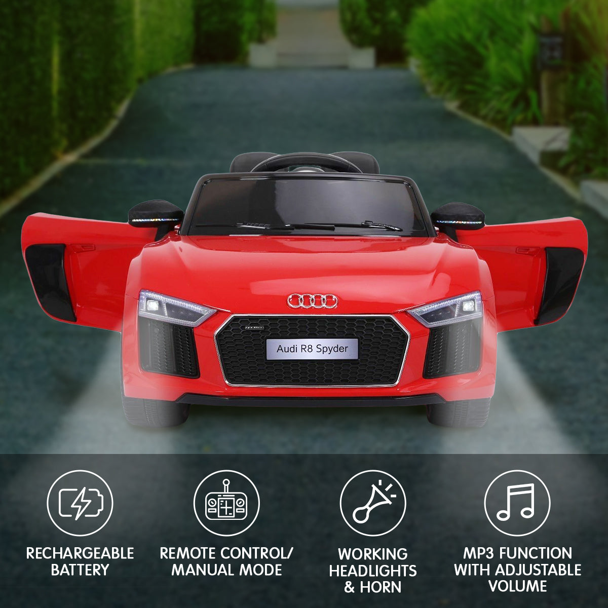 Ride On Cars: Kahuna Kahuna R8 Spyder Audi Licensed Kids Electric Ride On Car Remote Control - Red