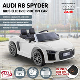 Ride On Cars: Kahuna Kahuna R8 Spyder Audi Licensed Kids Electric Ride On Car Remote Control - White