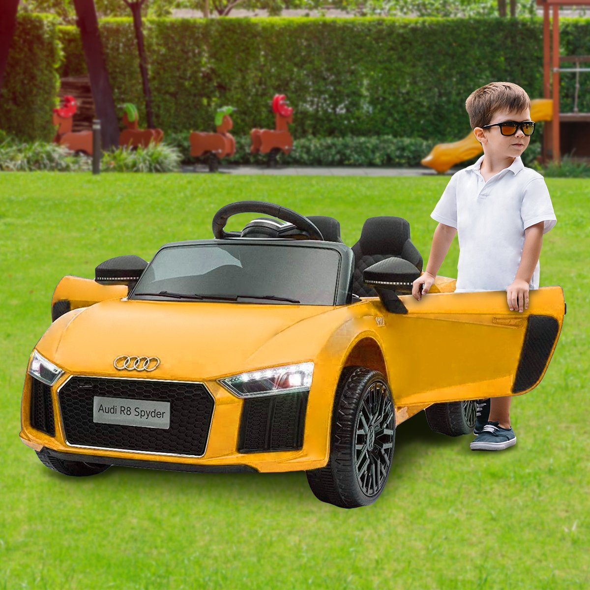 Ride On Cars: Kahuna R8 Spyder Audi Licensed Kids Electric Ride On Car Remote Control - Yellow