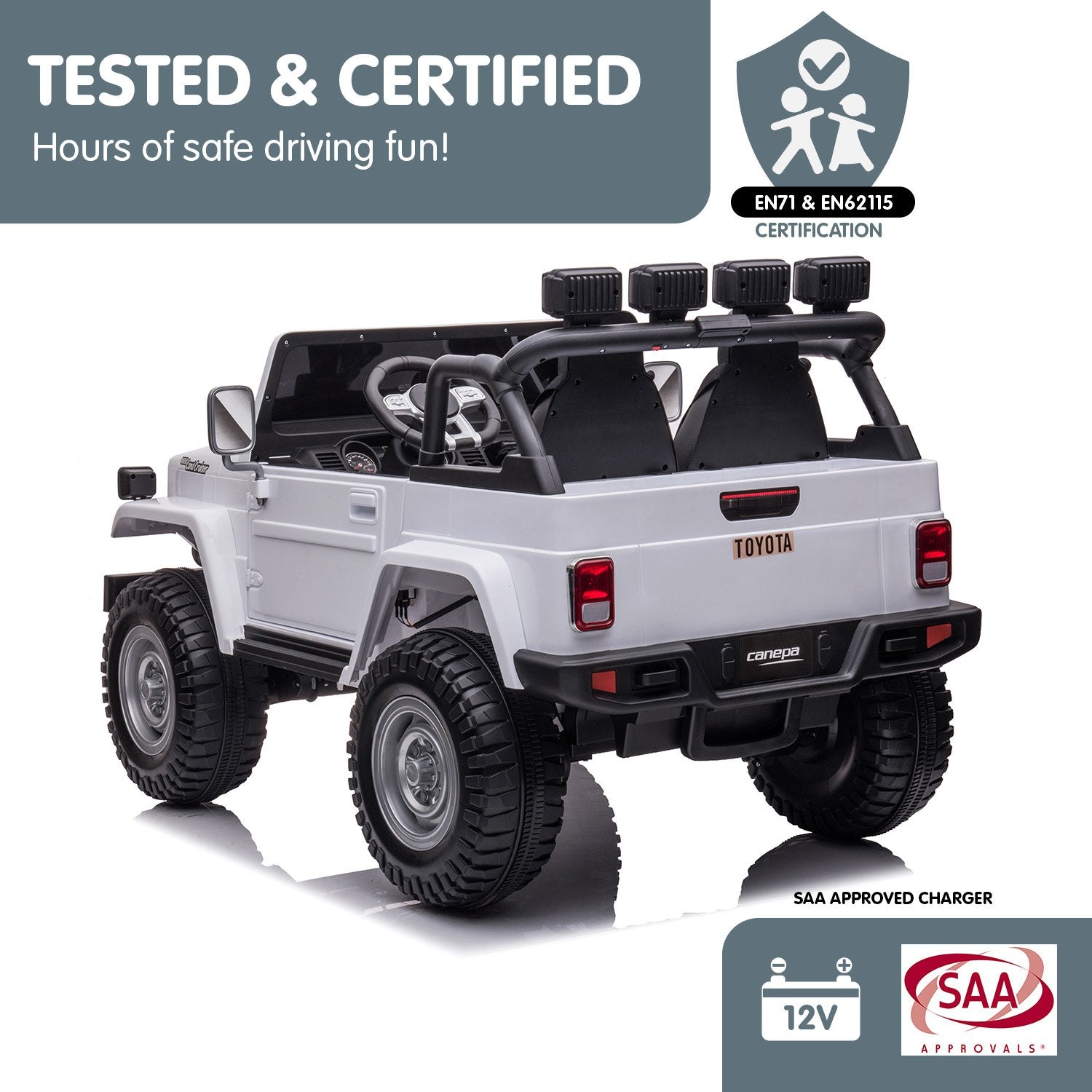 Ride On Cars: Kahuna Licensed Toyota FJ-40 Kids Ride On Electric Toy Car 80W - White