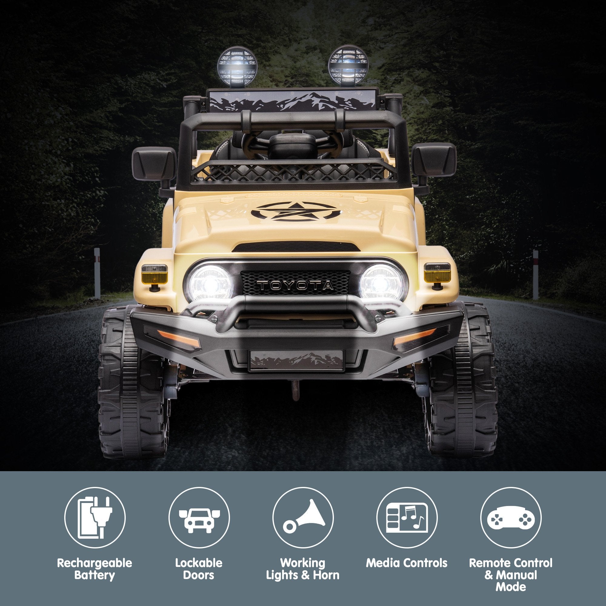 Ride On Cars: Kahuna Authorised Toyota Fj Cruiser Kids Electric Ride On Car - Khaki