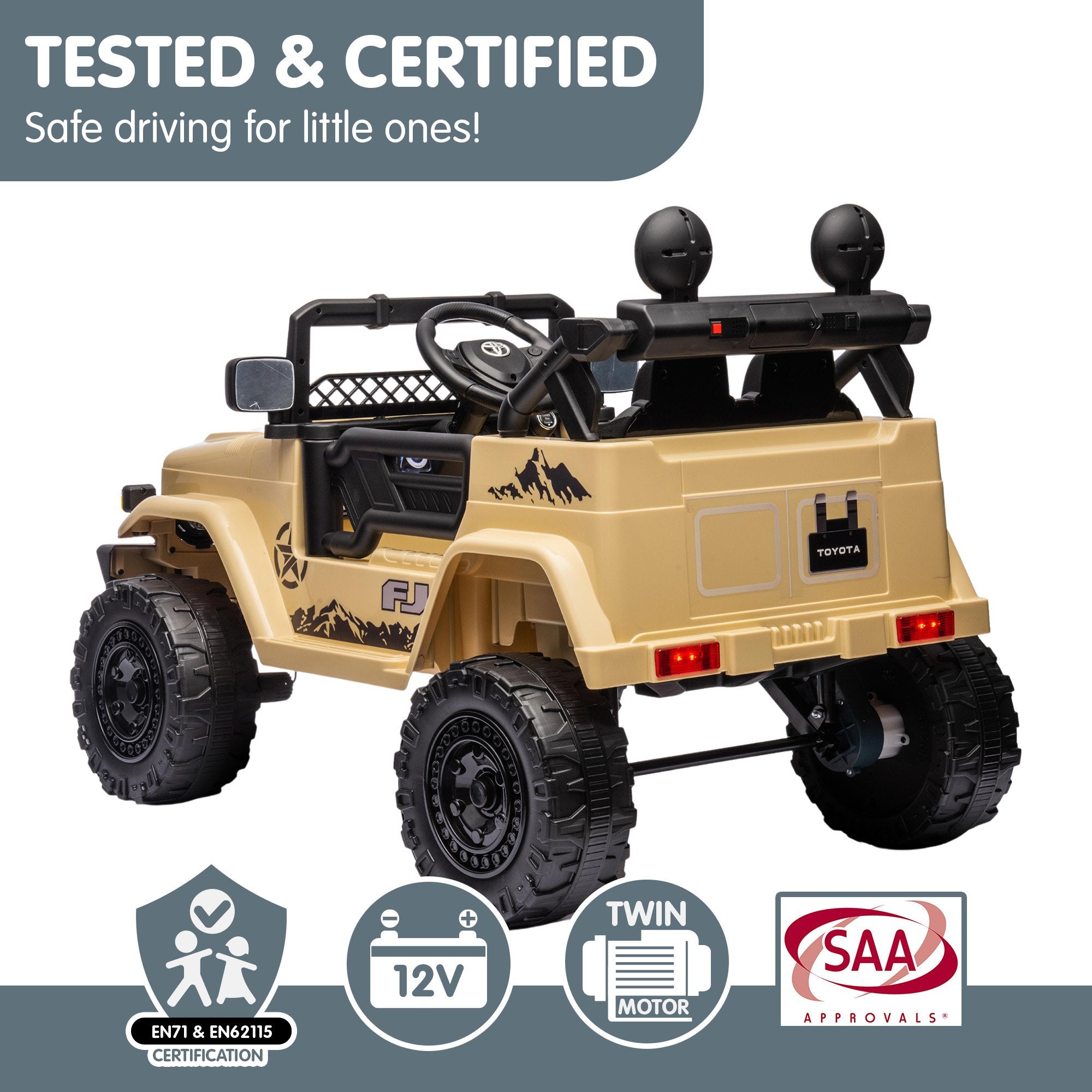 Ride On Cars: Kahuna Authorised Toyota Fj Cruiser Kids Electric Ride On Car - Khaki