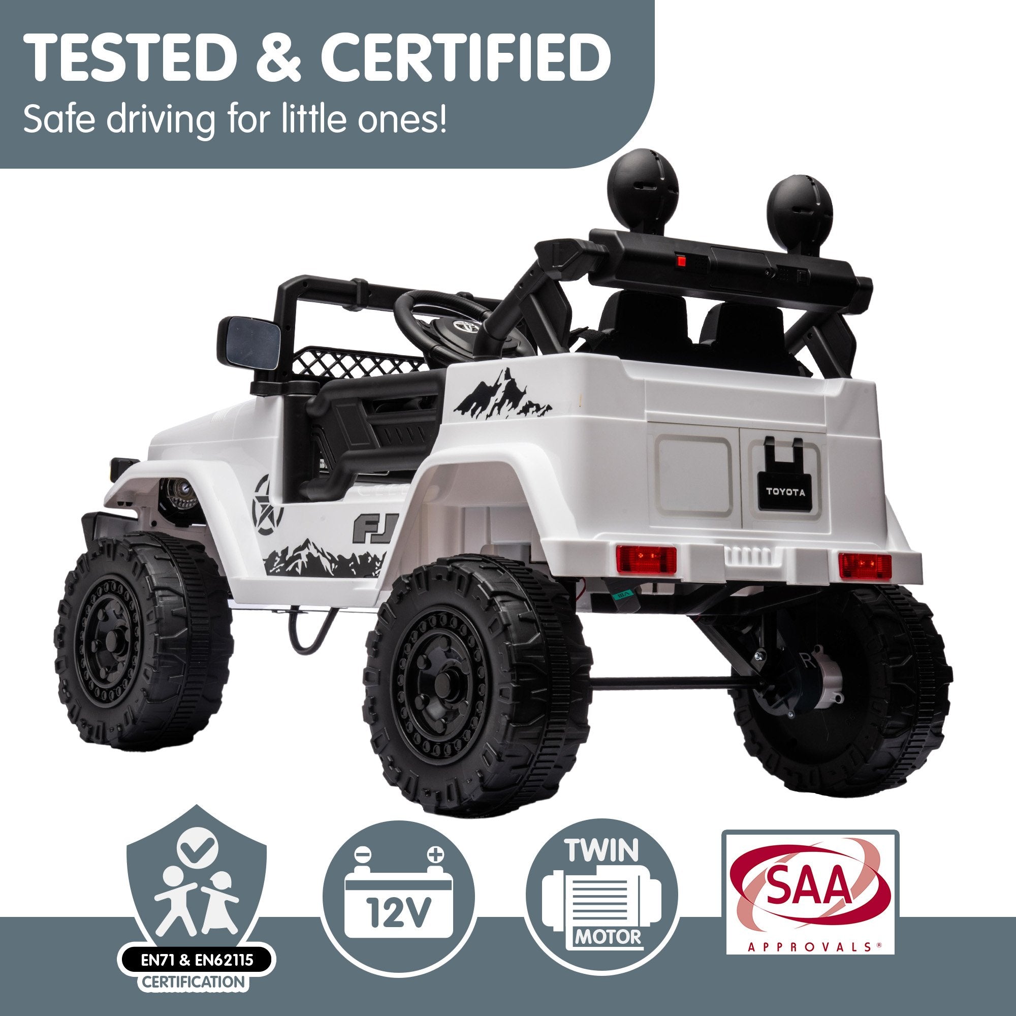 Ride On Cars: Kahuna Authorized Toyota Electric Kids Ride-on Car Fj Cruiser - White