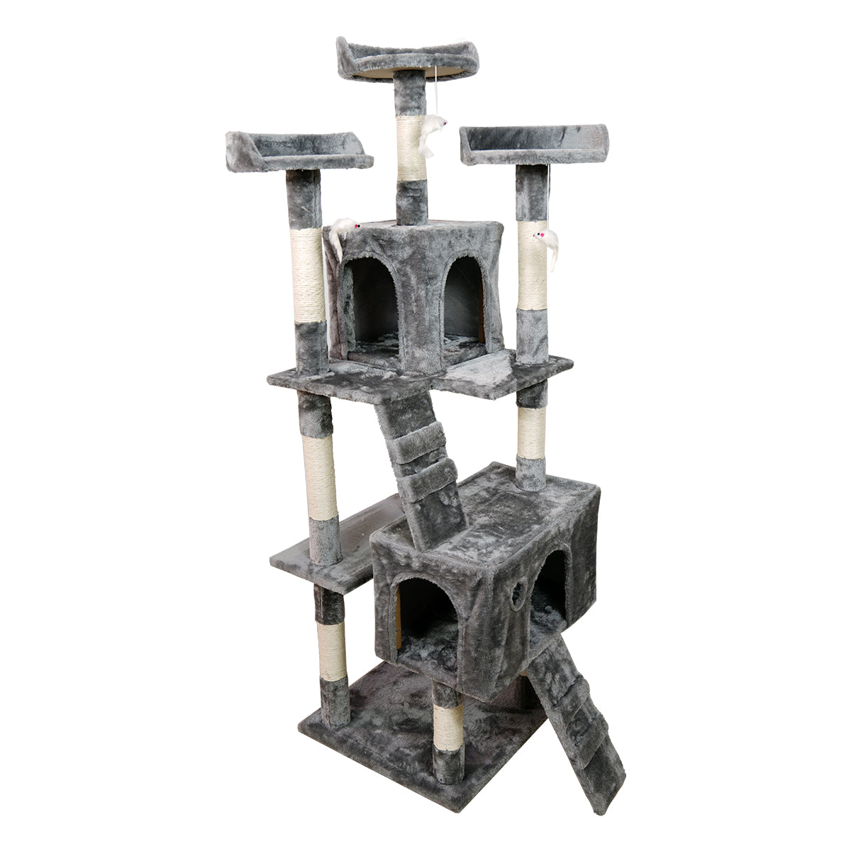 Cat Scratching Posts: Furtastic 170cm Cat Tree Scratching Post - Silver Grey