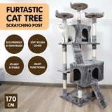 Cat Scratching Posts: Furtastic 170cm Cat Tree Scratching Post - Silver Grey