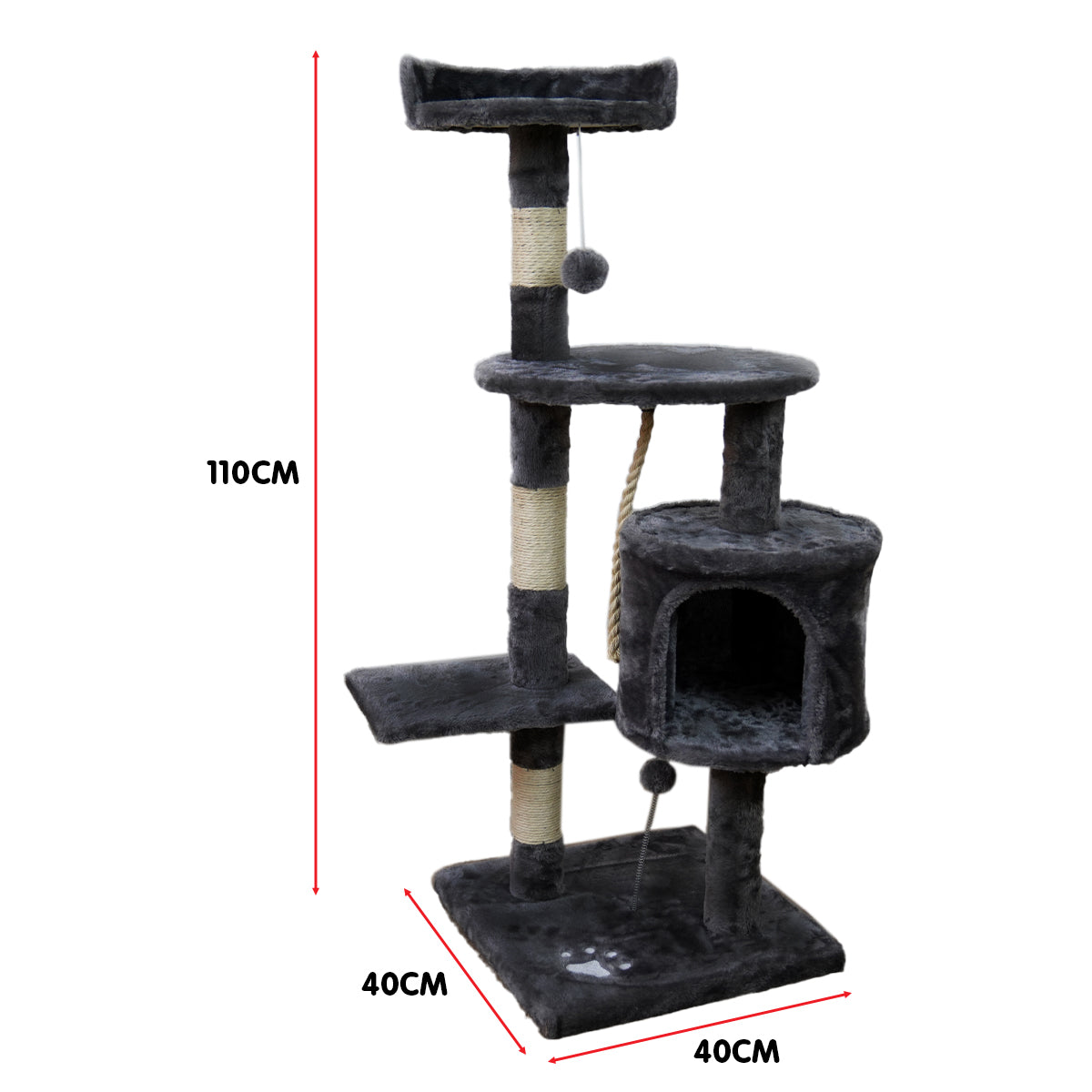 Cat Scratching Posts: Furtastic 110cm Cat Tree Scratching Post - Dark Grey