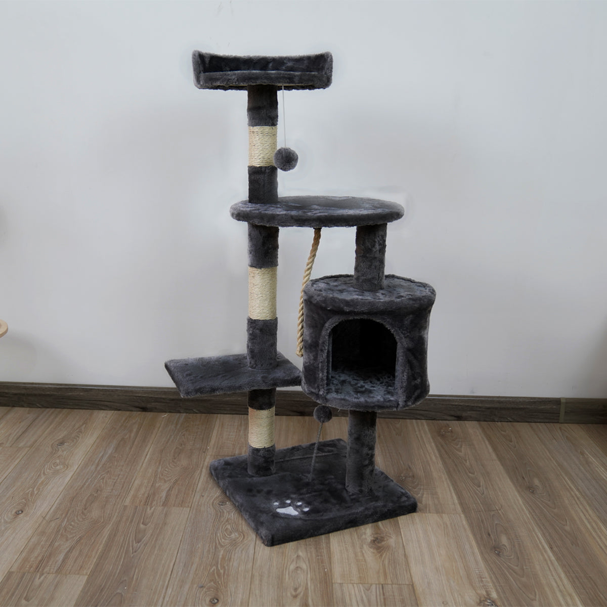 Cat Scratching Posts: Furtastic 110cm Cat Tree Scratching Post - Dark Grey