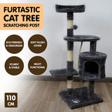Cat Scratching Posts: Furtastic 110cm Cat Tree Scratching Post - Dark Grey