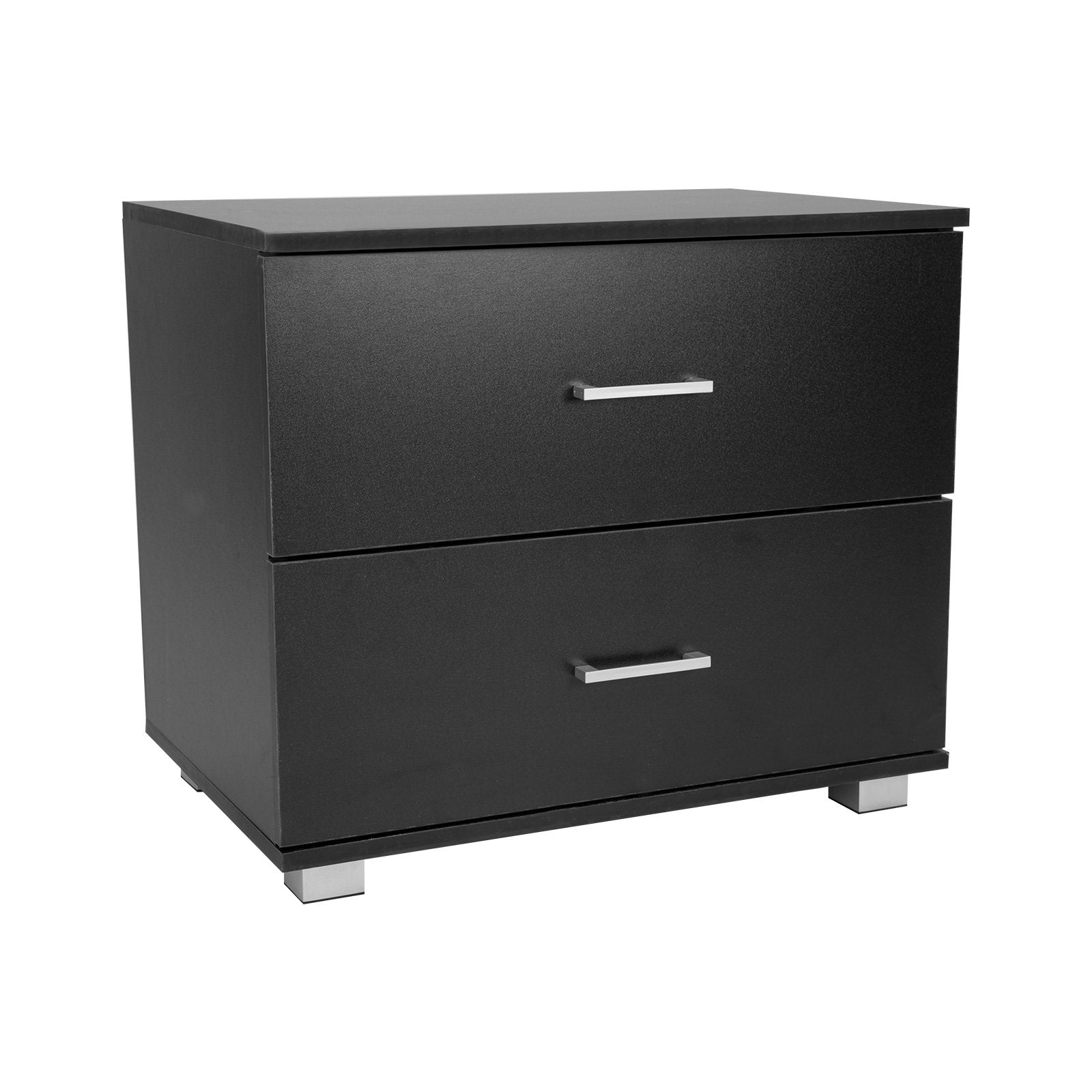 Bedside Tables: Sarantino Bedside Table Cabinet Storage Chest 2 Drawers Lamp Side Nightstand - Black